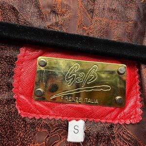 Vintage Gab Firenze Italia Red and Black Leather Jacket
